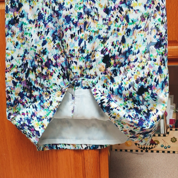 Ann Taylor Tailored Pencil Skirted Fully Lined Splatter Print Vibrant Colors - Picture 3 of 8